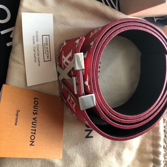 Louis Vuitton x Supreme Red Belt LV Monogram 90/36 Brand New w/ tags